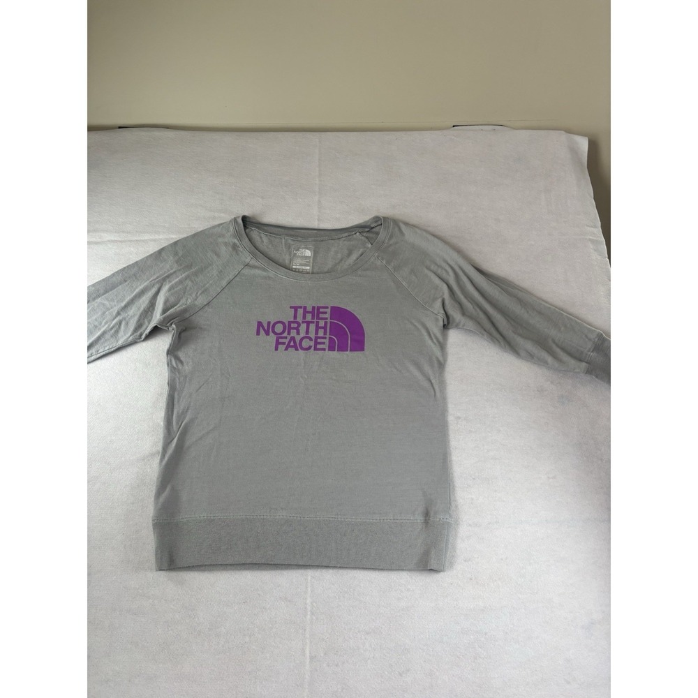 The North Face‎ 3/4 Length Sleeve Womens Med Pullover Crew Neck T Shirt Gray